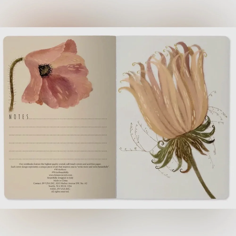 3 for $15 Bruno Visconti Soft Touch Soft Petals Floral Notebook Journal A5 NEW